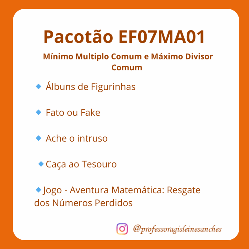 Pacotão EF07MA01 – Mínimo Multiplo Comum e Máximo Divisor Comum