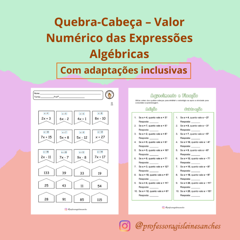 Quebra-Cabeça – Valor Numérico das Expressões Algébricas (EF08MA06)